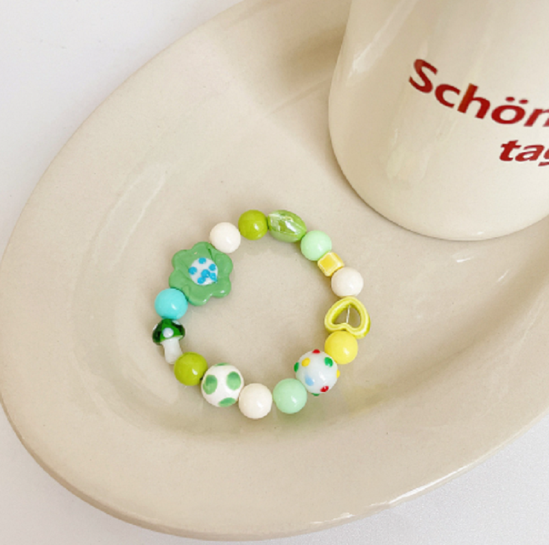 Green Flower Elastic Rope Bracelet