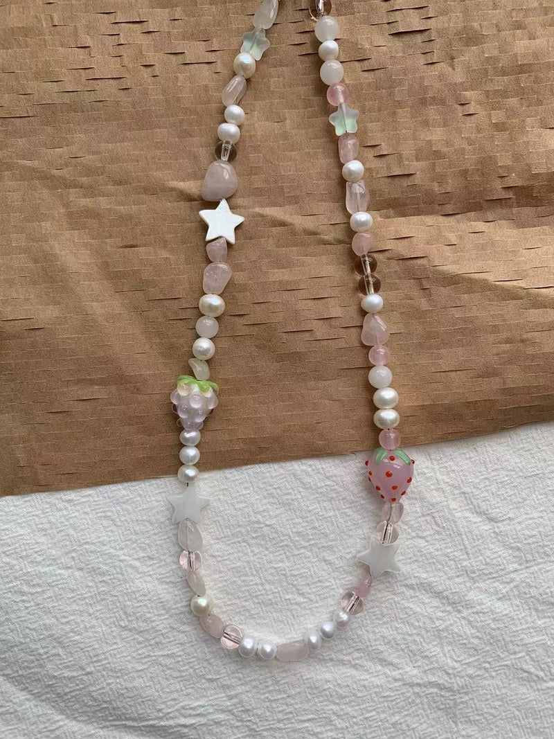Pink Raspberry Pearl Necklace