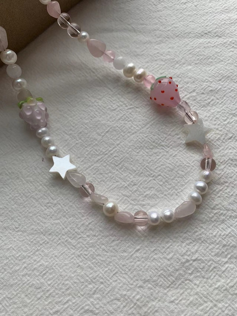 Pink Raspberry Pearl Necklace
