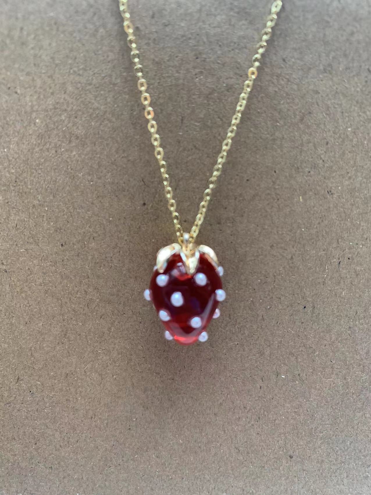 Simple Strawberry Necklace with Adjustable Length