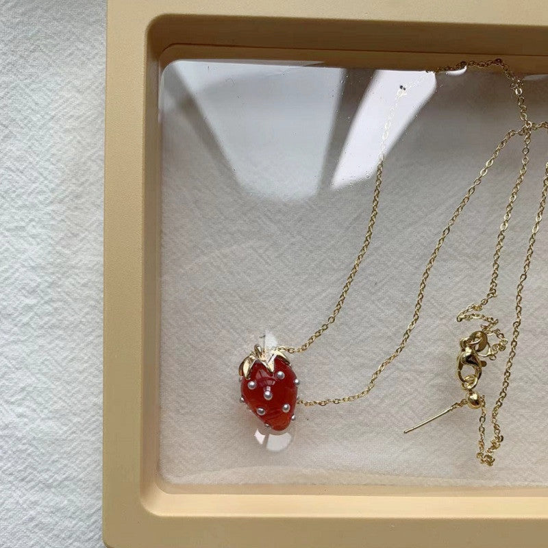 Simple Strawberry Necklace with Adjustable Length