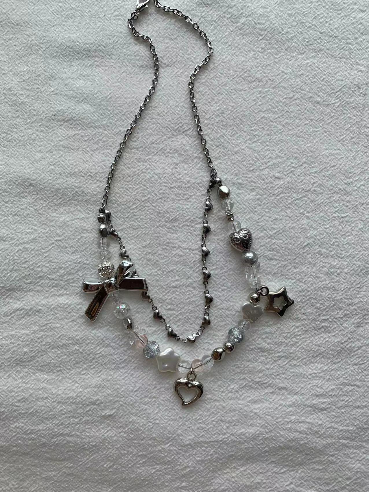 star love bow y2k cute necklace
