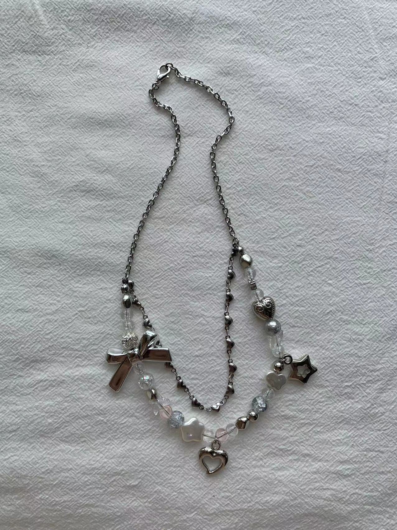 star love bow y2k cute necklace