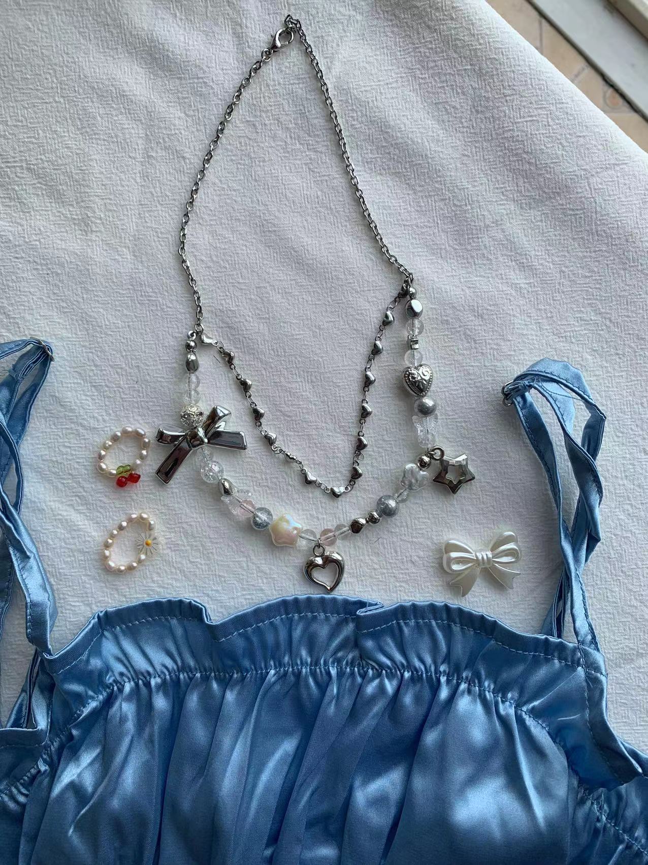 star love bow y2k cute necklace