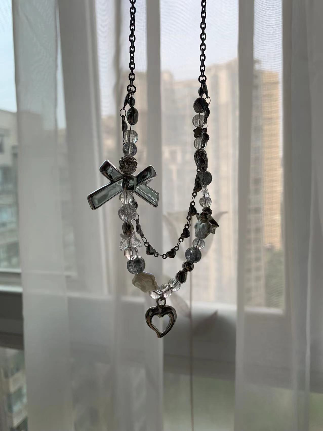star love bow y2k cute necklace