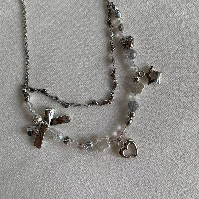 star love bow y2k cute necklace