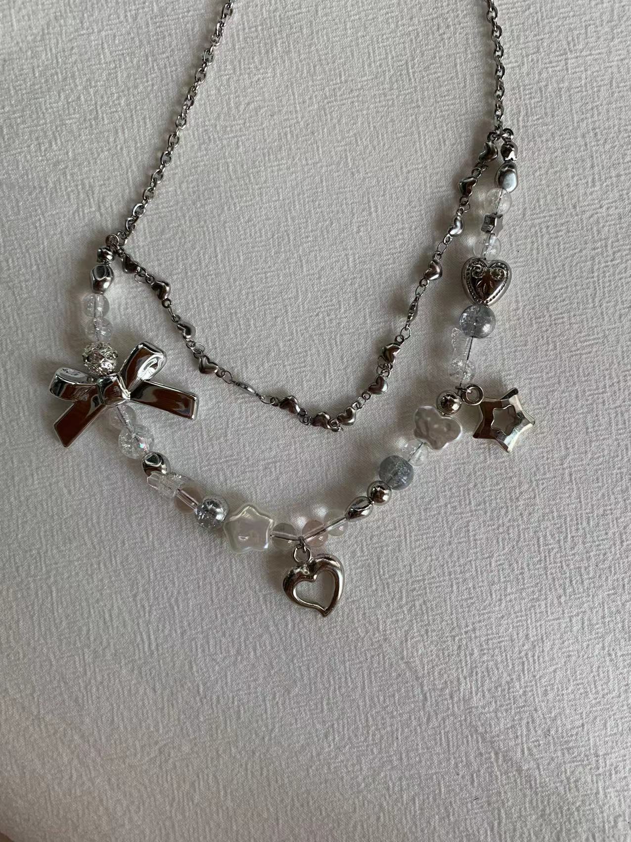 star love bow y2k cute necklace