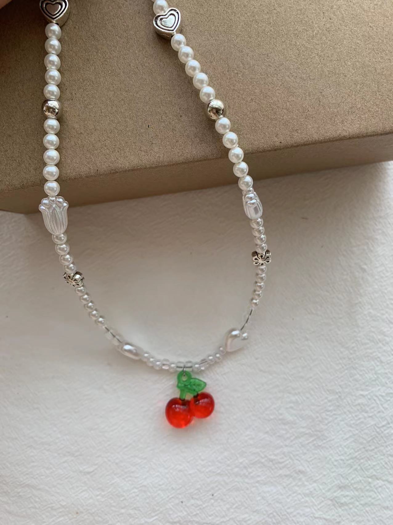 red cherry love necklace