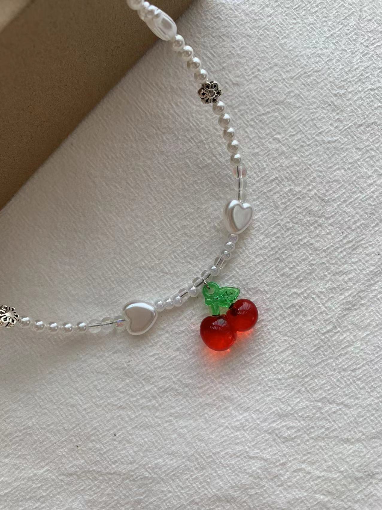 red cherry love necklace