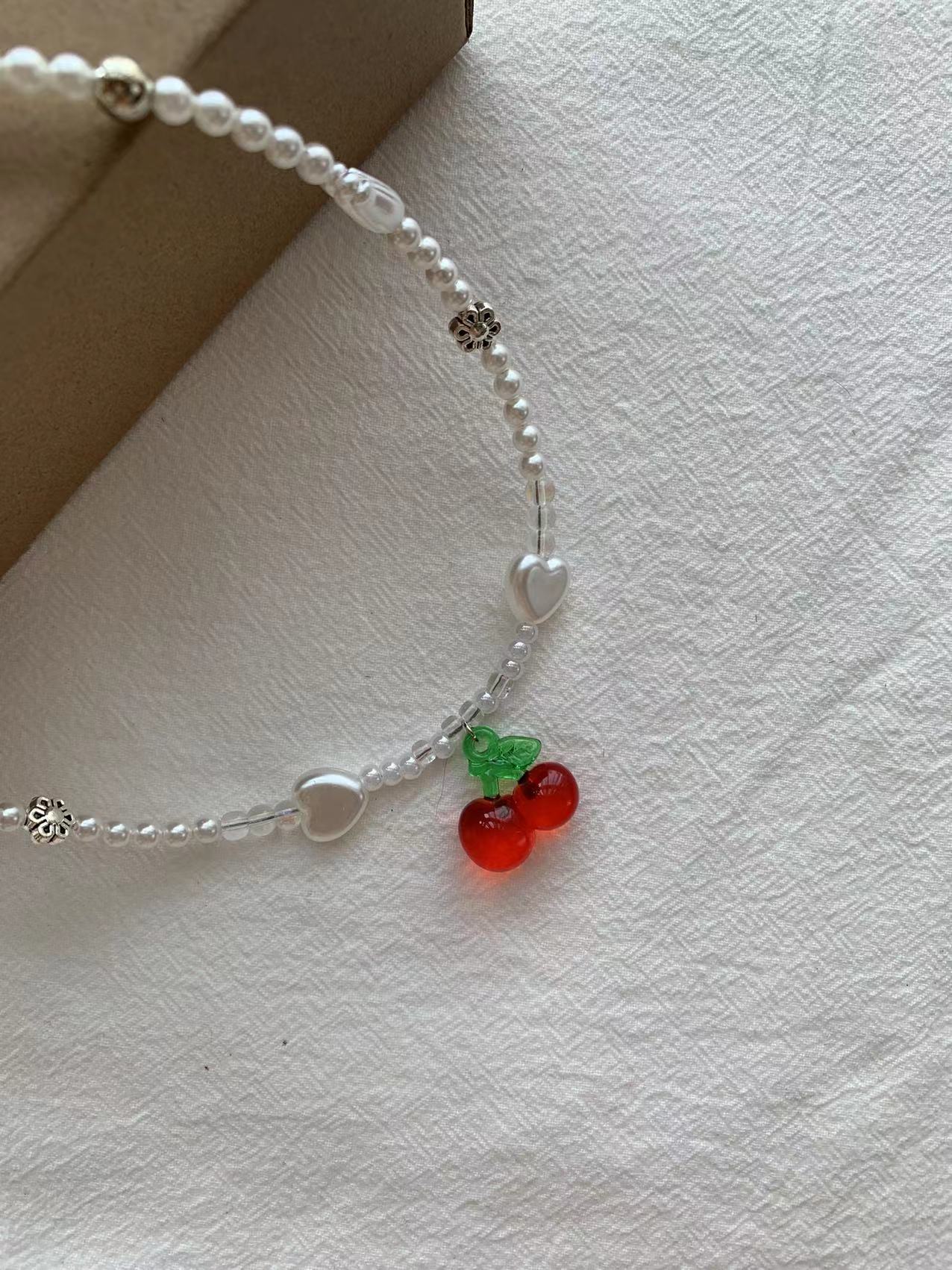 red cherry love necklace