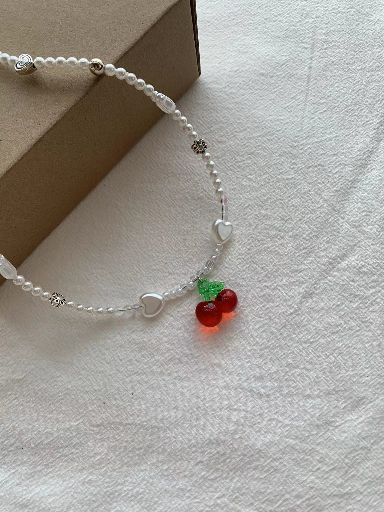 red cherry love necklace