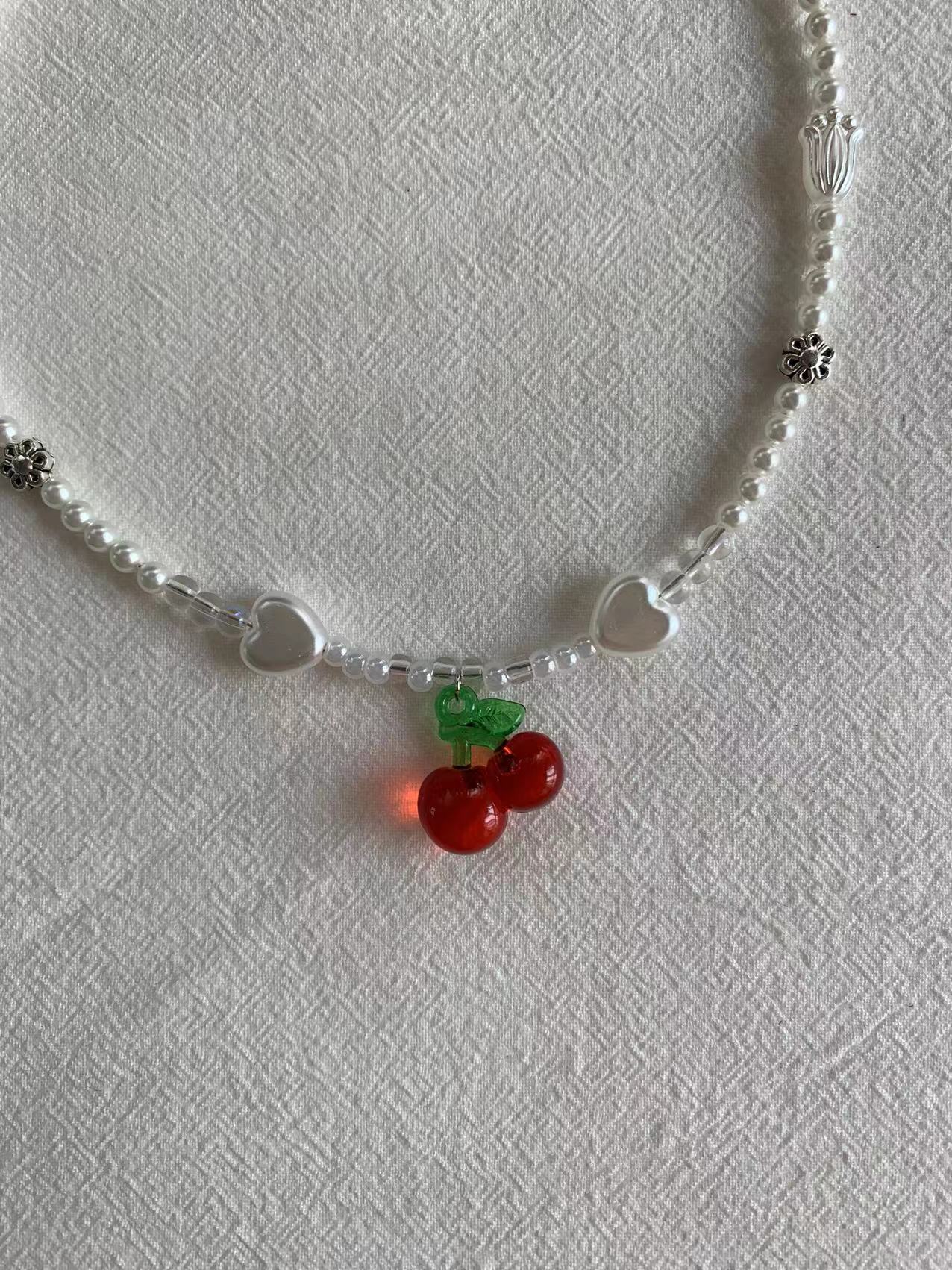 red cherry love necklace