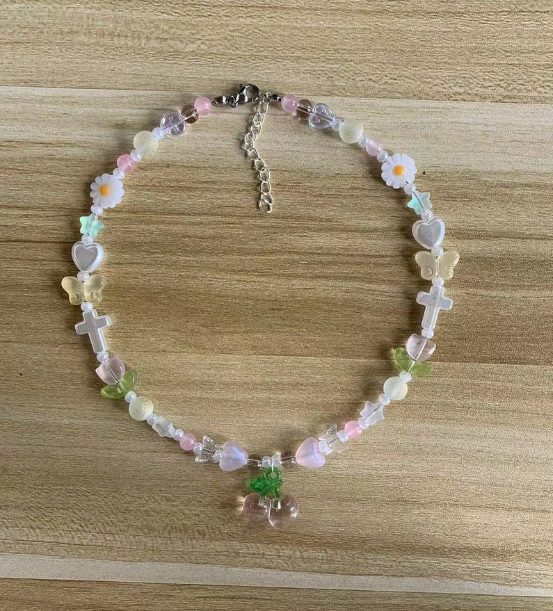 pink cherry pastel necklace