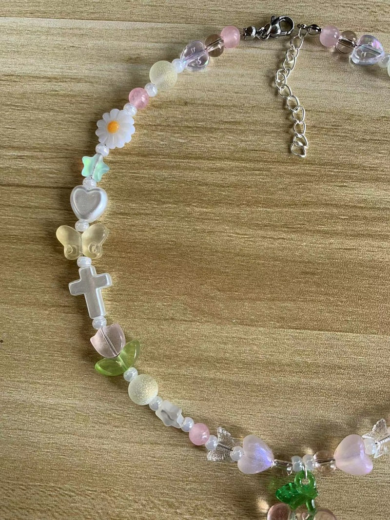 pink cherry pastel necklace