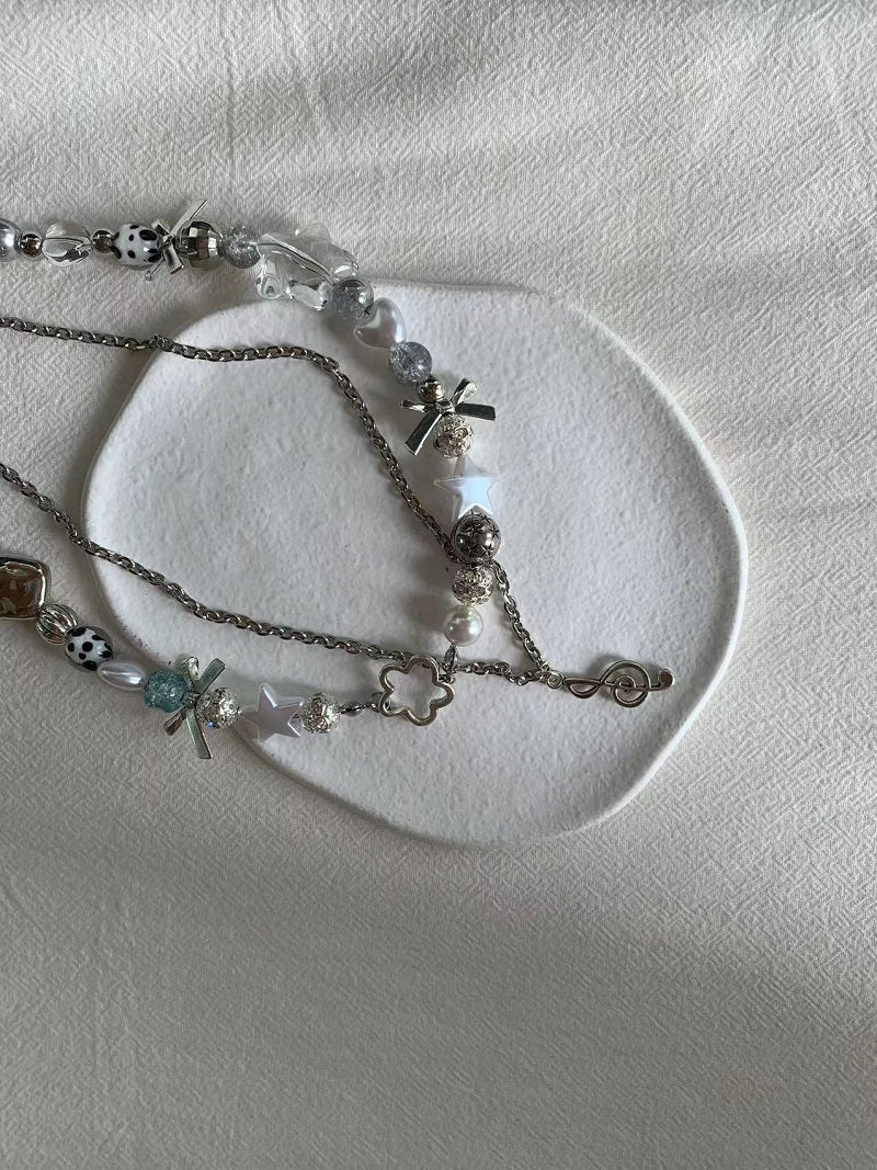 y2k Music note folding necklace