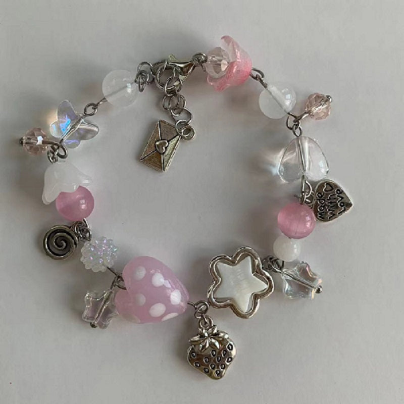 pink love star strawberry bracelet