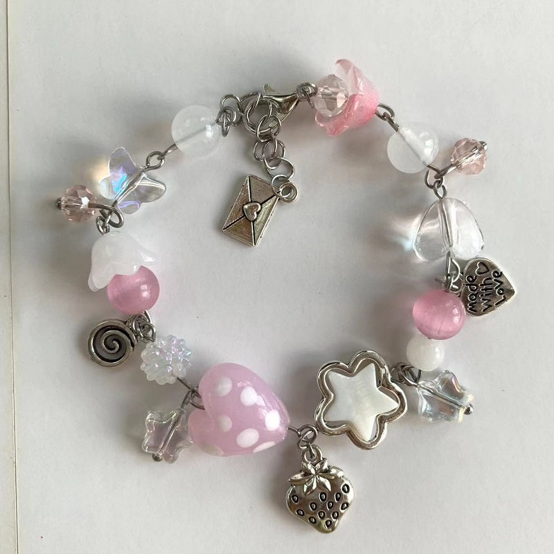 pink love star strawberry bracelet