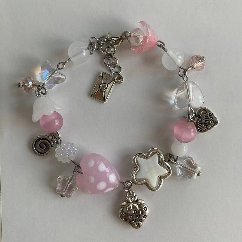 pink love star strawberry bracelet
