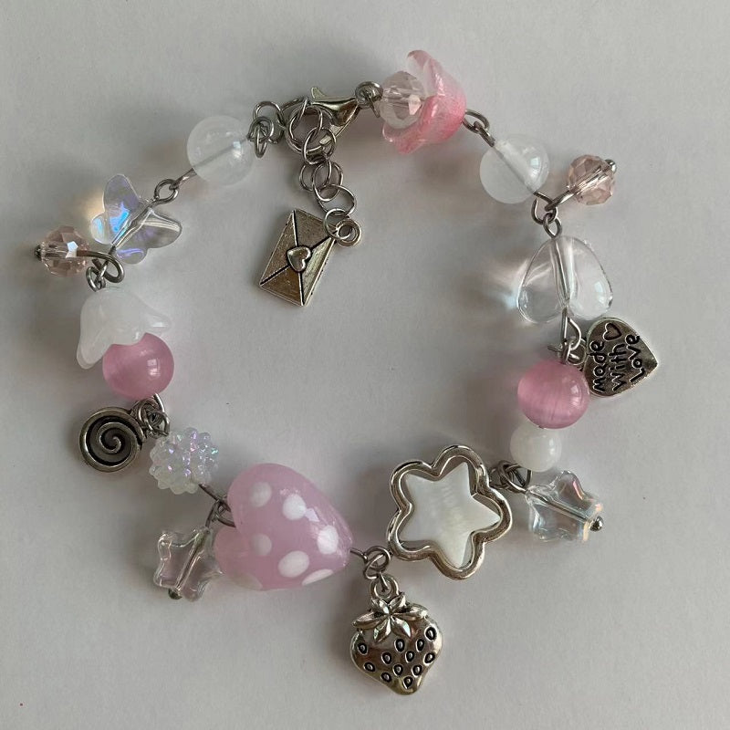 pink love star strawberry bracelet