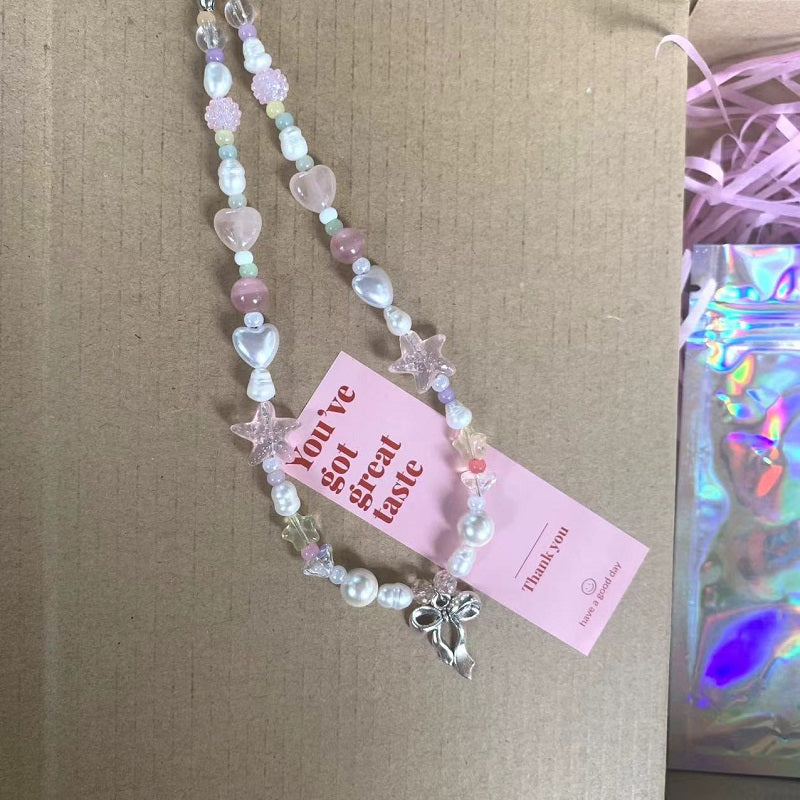pastel pink bow phone charm