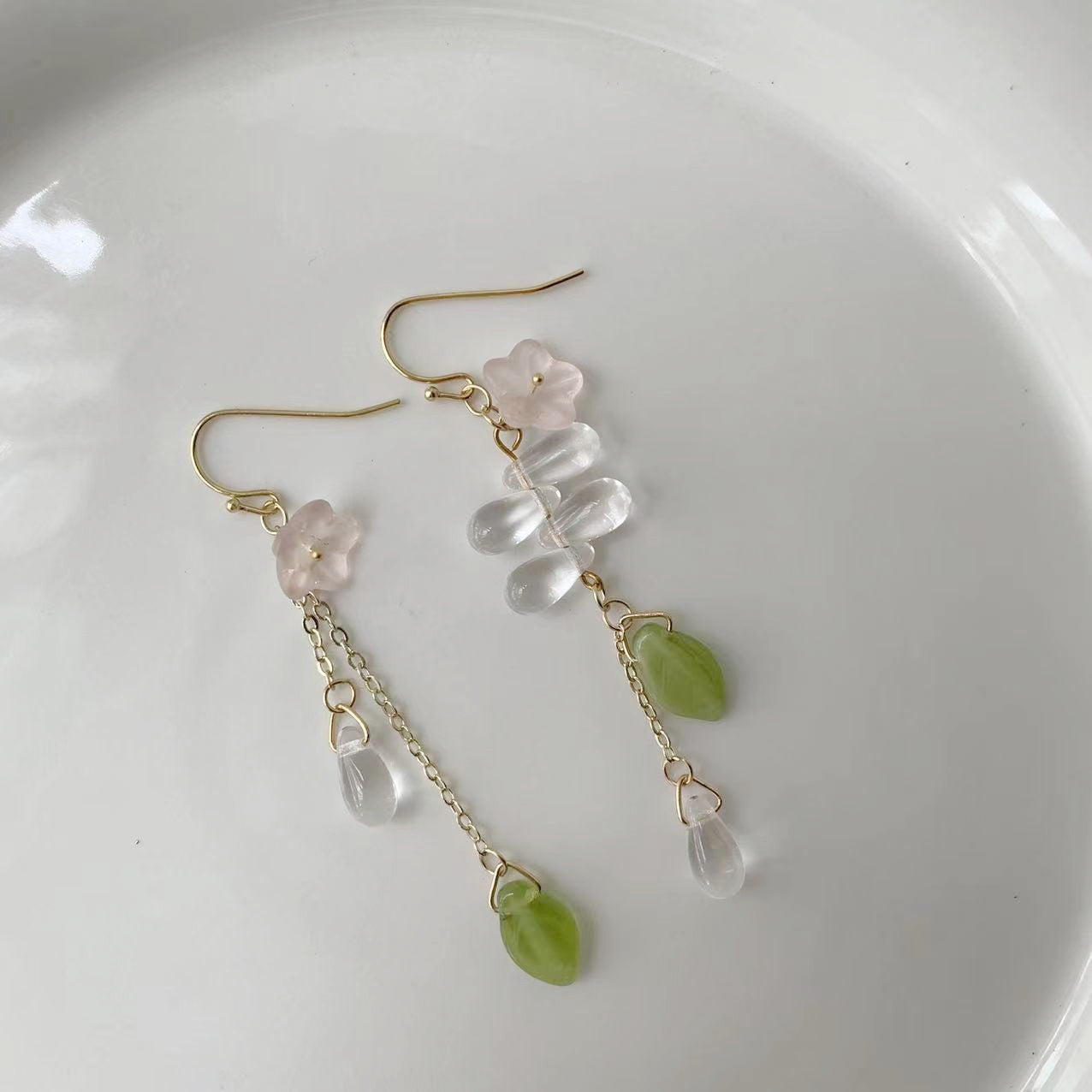 pink floret earrings