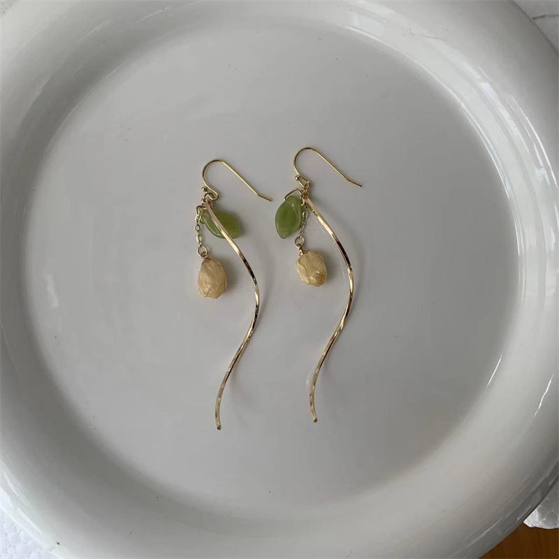 yellow flower 14k earrings