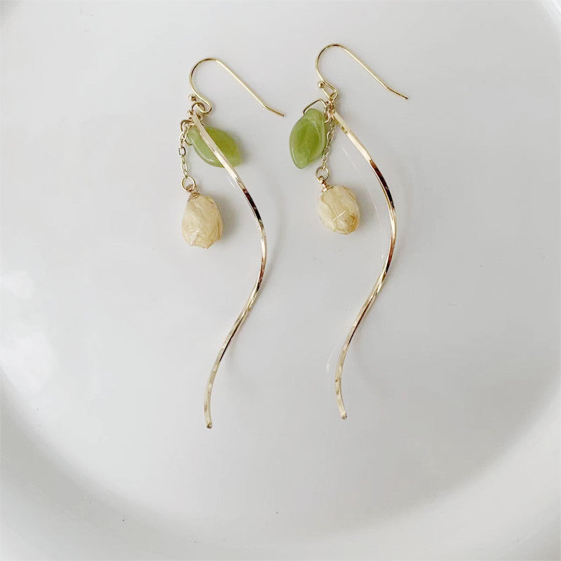 yellow flower 14k earrings
