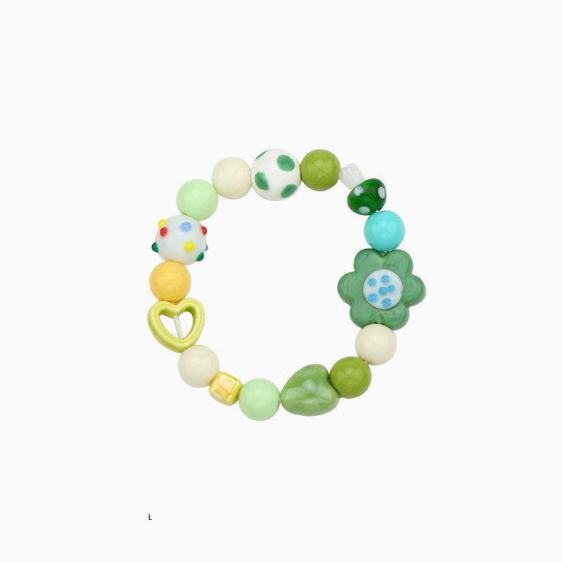 Green Flower Elastic Rope Bracelet
