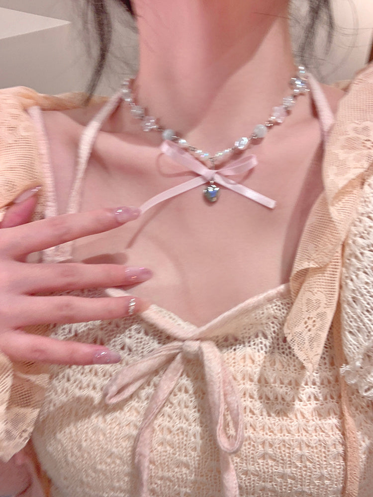 love bow stone necklace