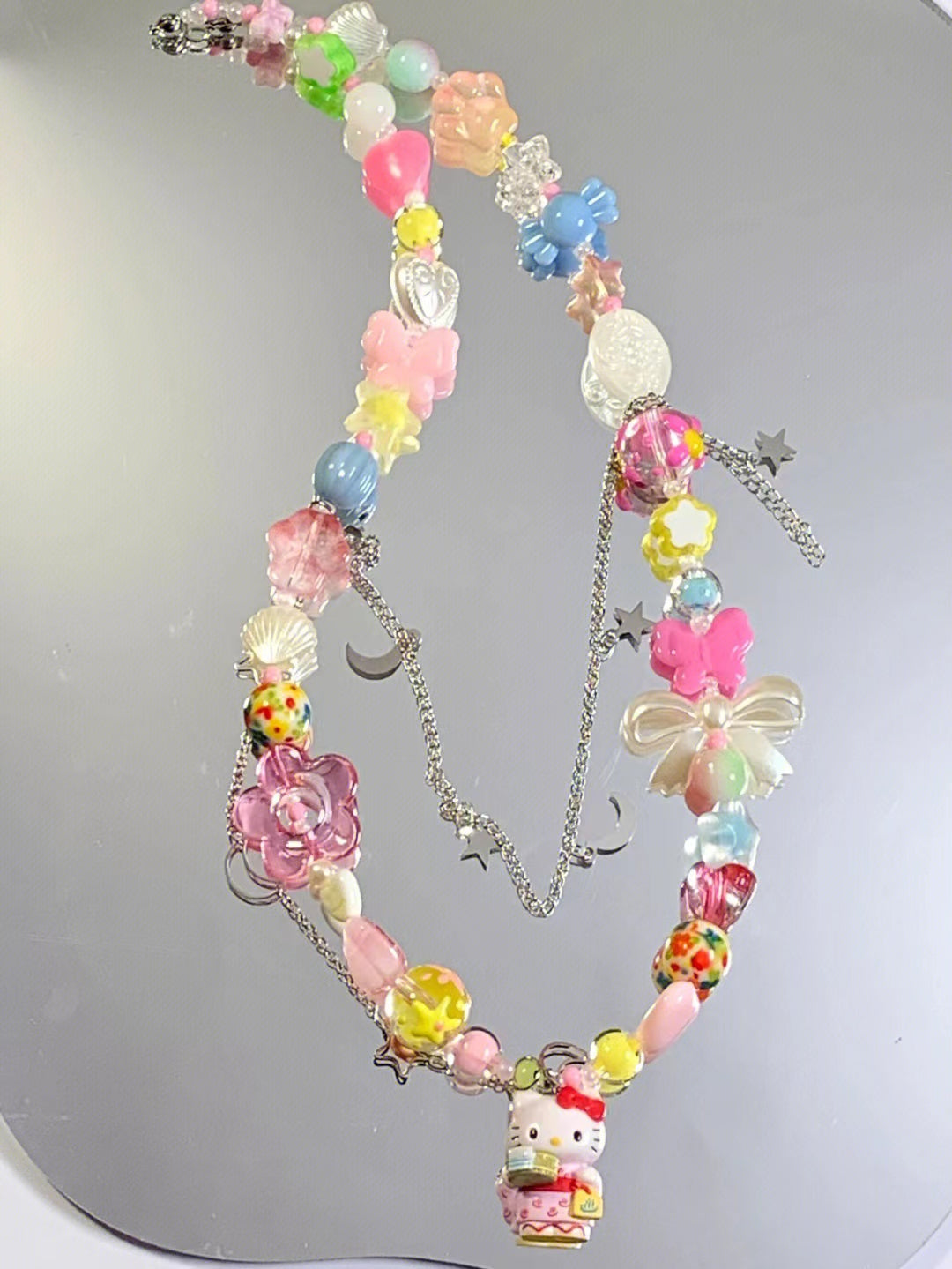 handmade cute pastel kitty necklace
