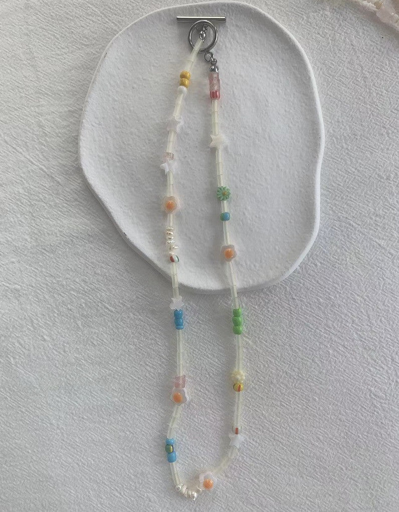 Tubular bead pentagram necklace