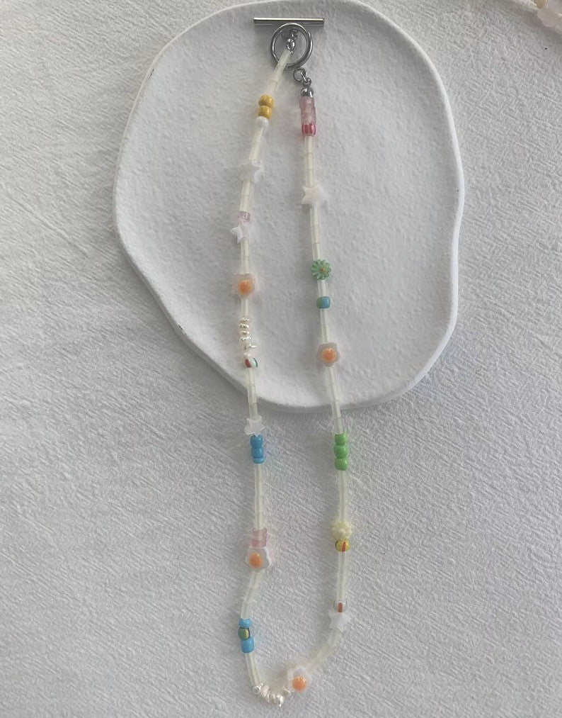 Tubular bead pentagram necklace
