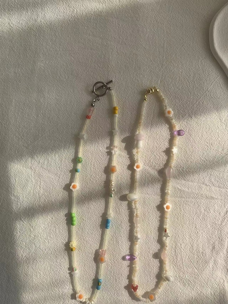Tubular bead pentagram necklace