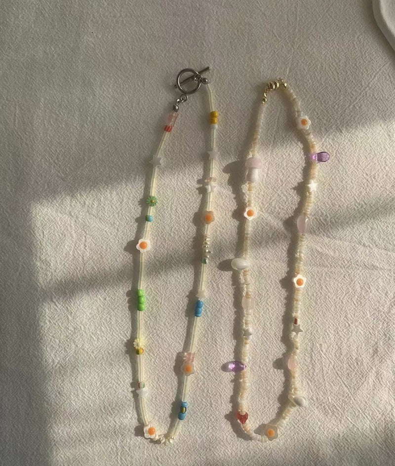 Tubular bead pentagram necklace