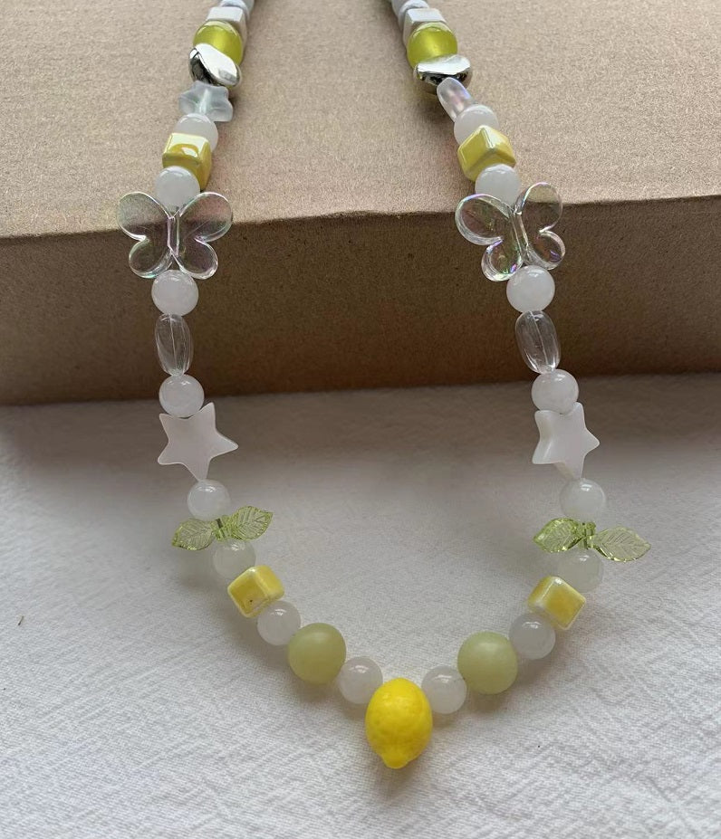 Summer Lemon Butterfly Necklace