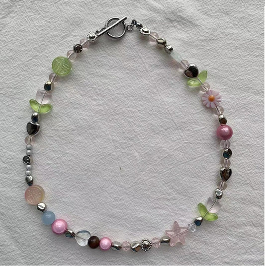 pink Reflective Ball tulip necklace