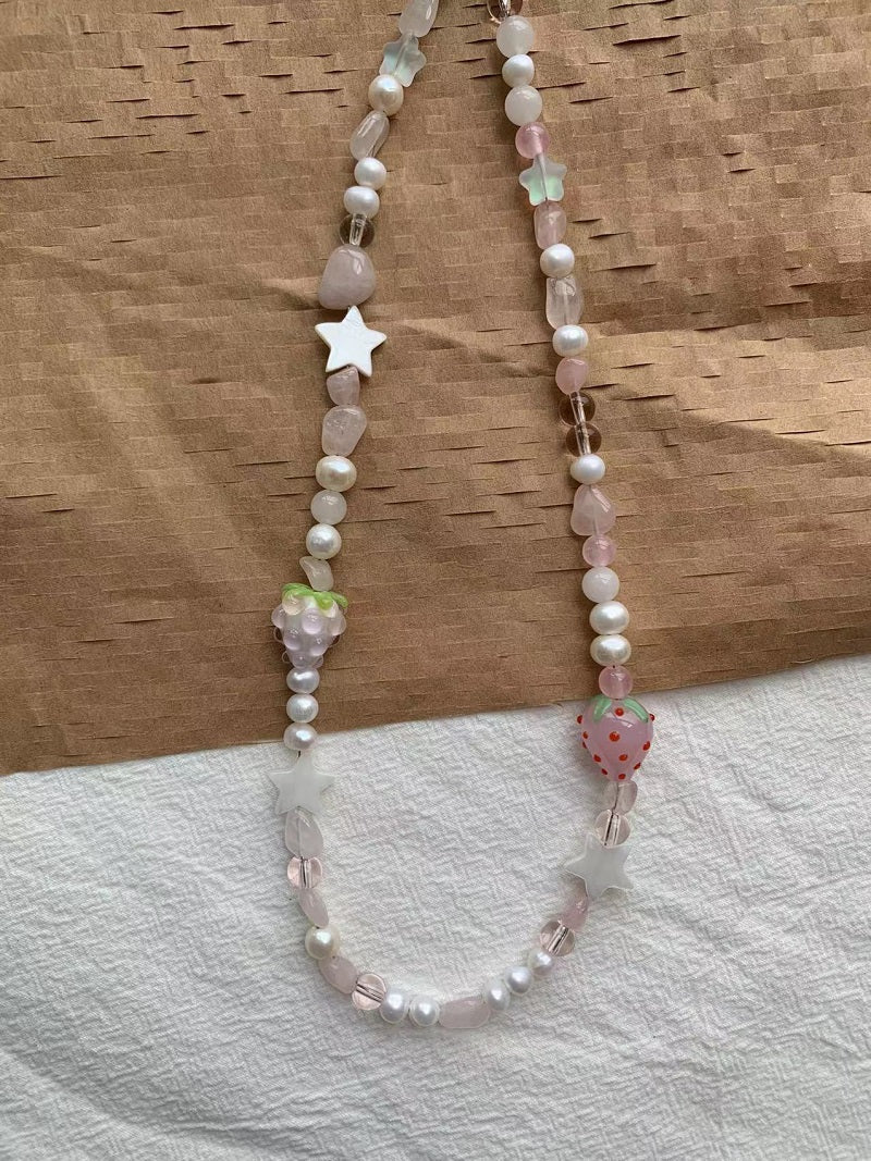 Pink Raspberry Pearl Necklace