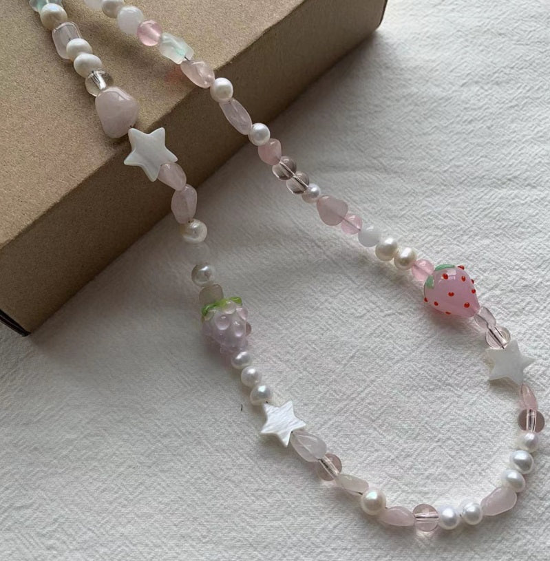 Pink Raspberry Pearl Necklace