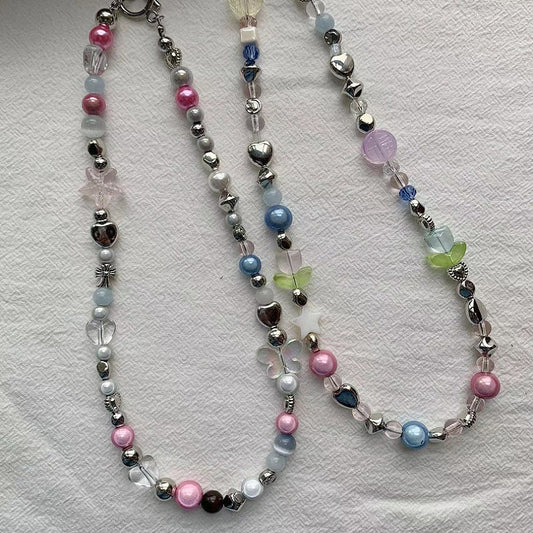 Sweet Cool Pink Reflective Ball Necklace