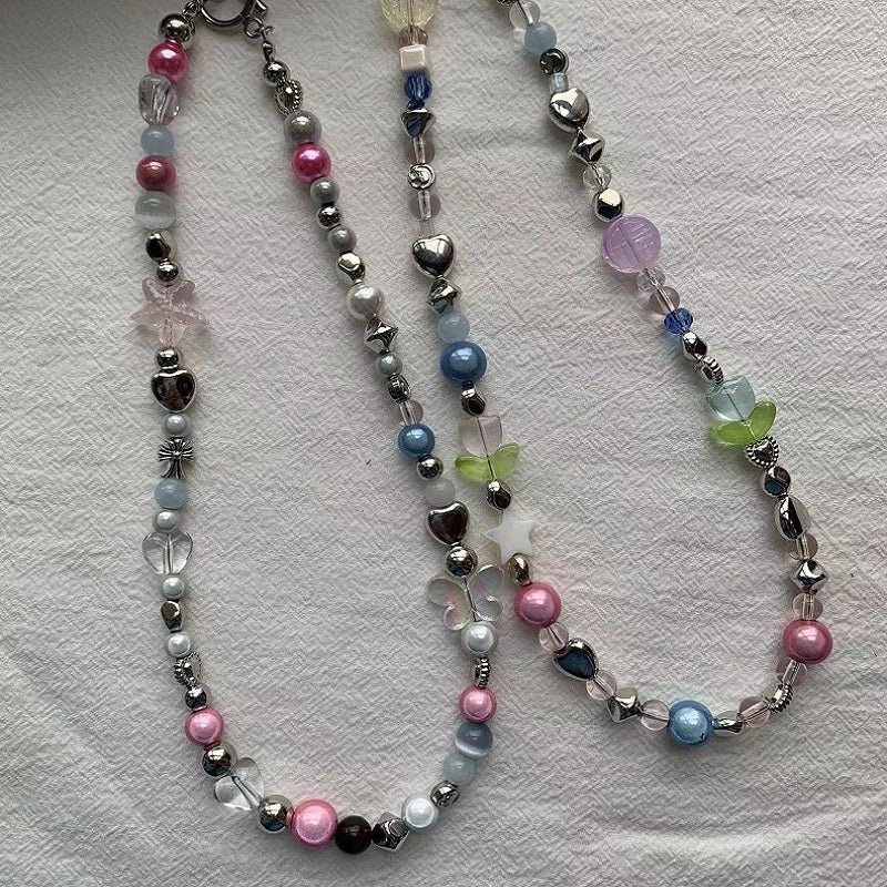 Sweet Cool Pink Reflective Ball Necklace