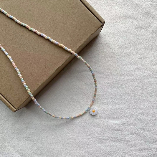 Fine Bead Daisy Necklace