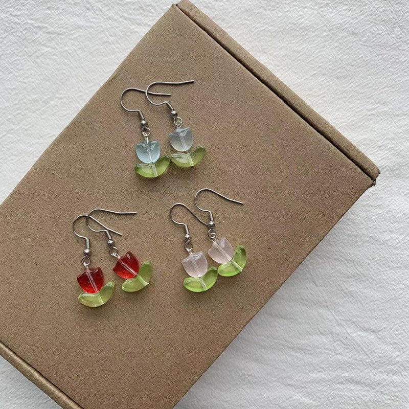 Acrylic transparent tulip earrings