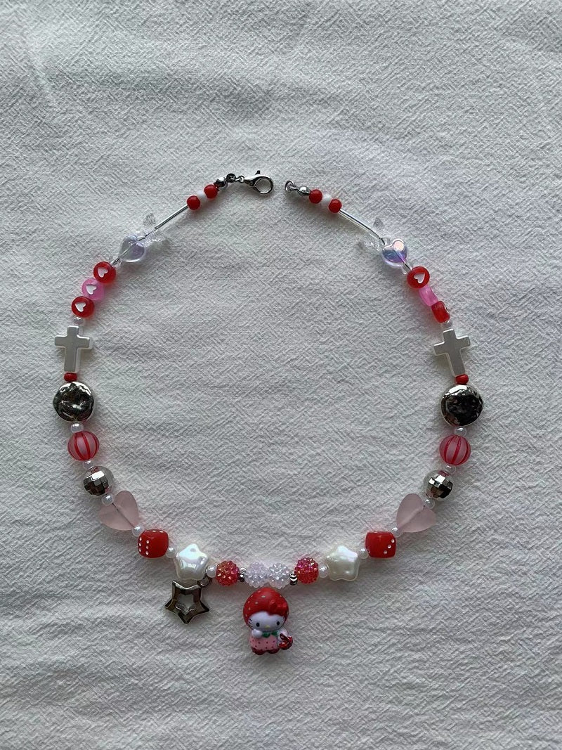 red Strawberry Head cute necklace
