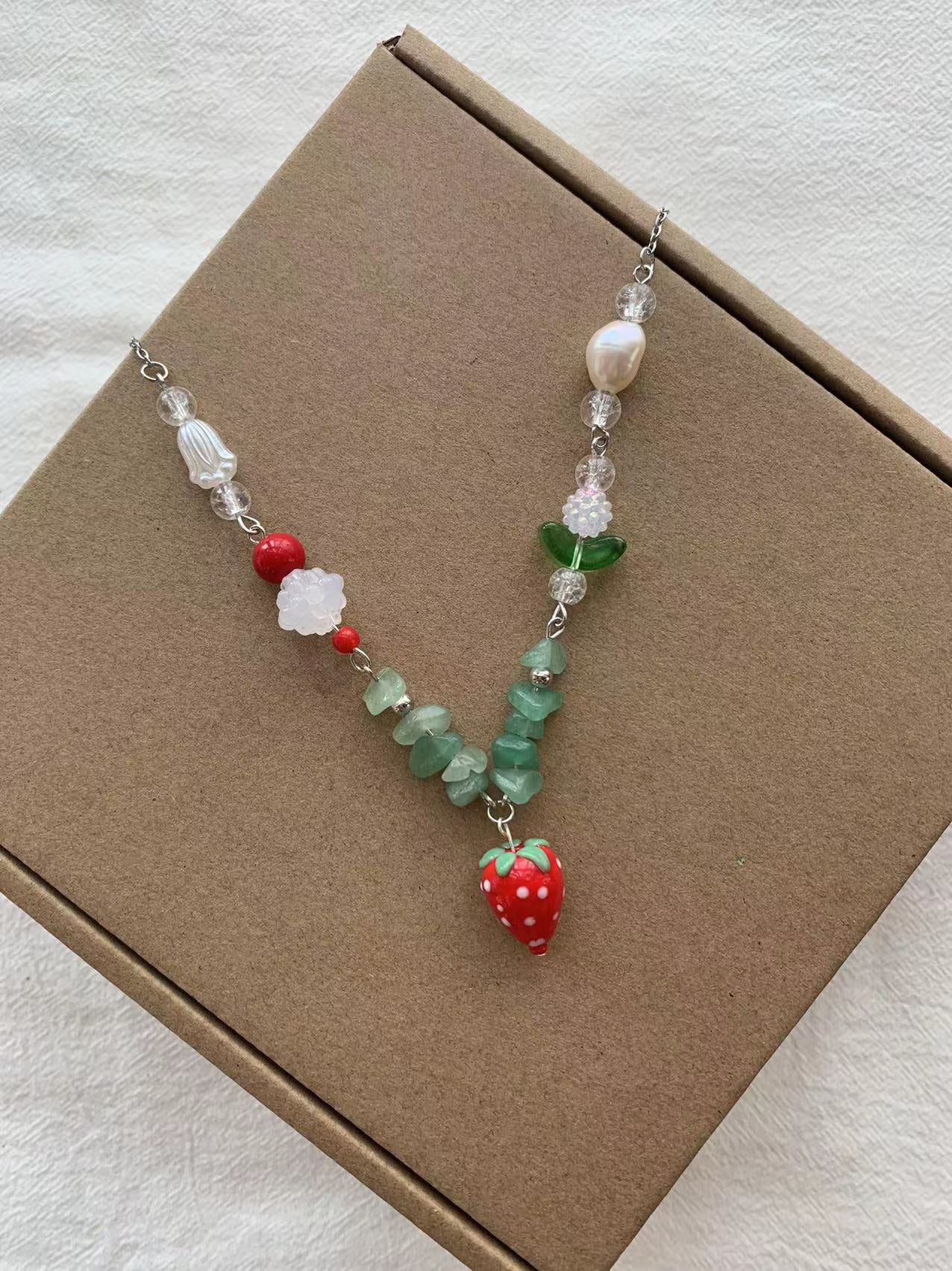 Red strawberry necklace