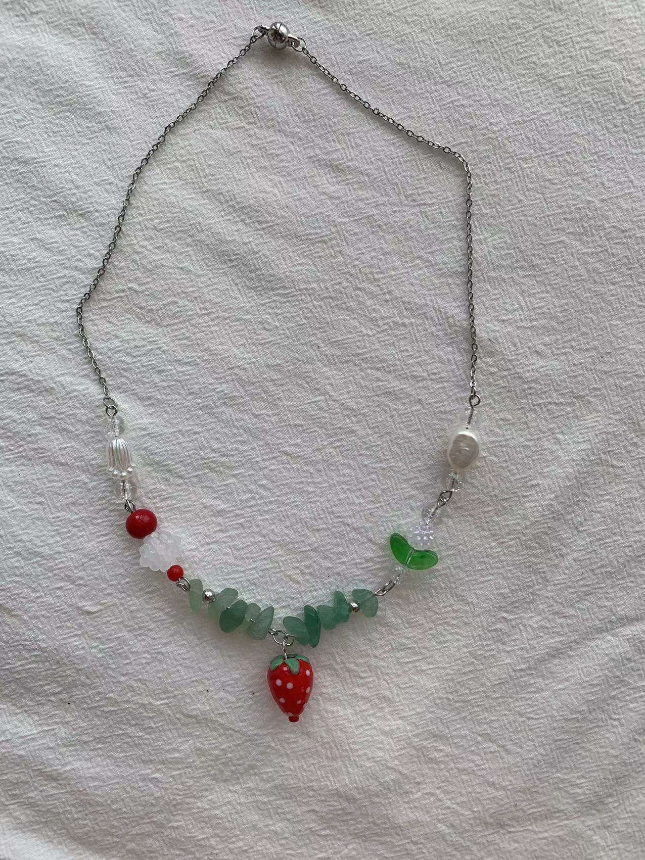 Red strawberry necklace