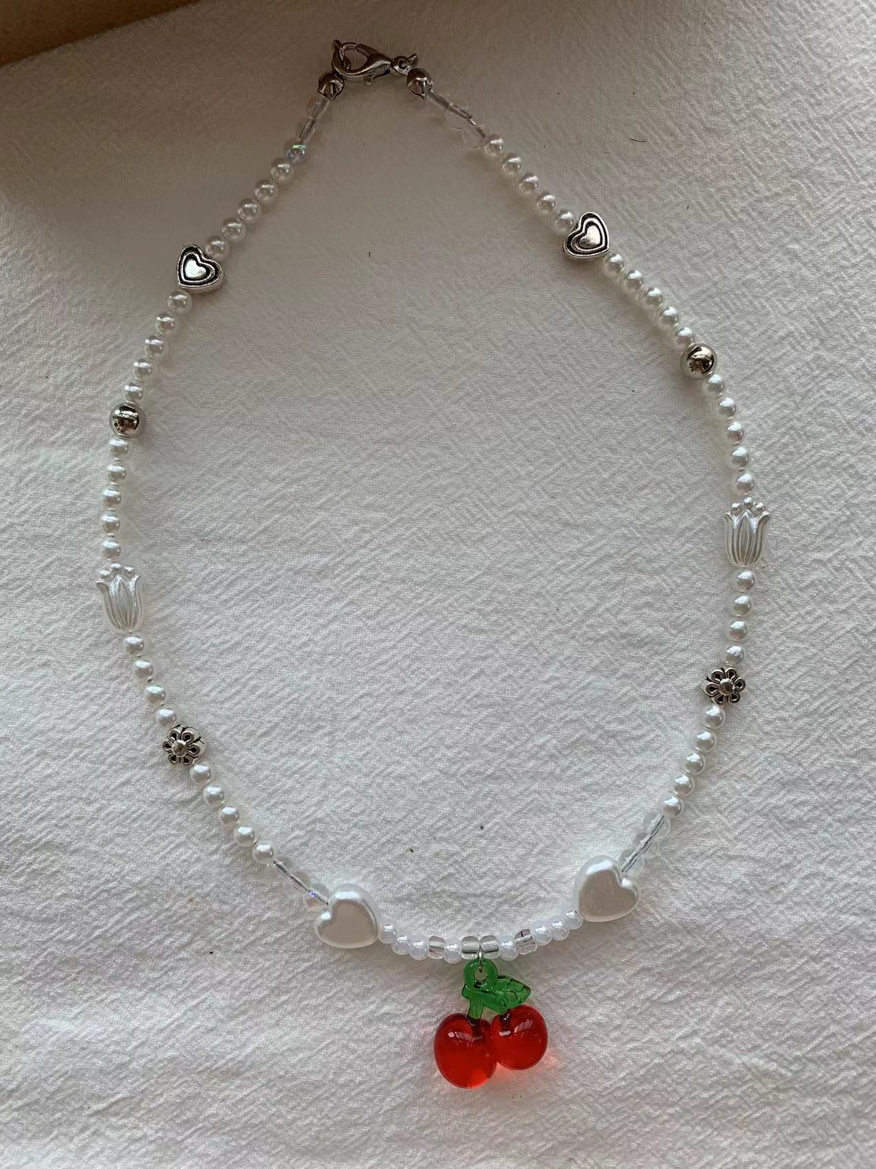 red cherry love necklace