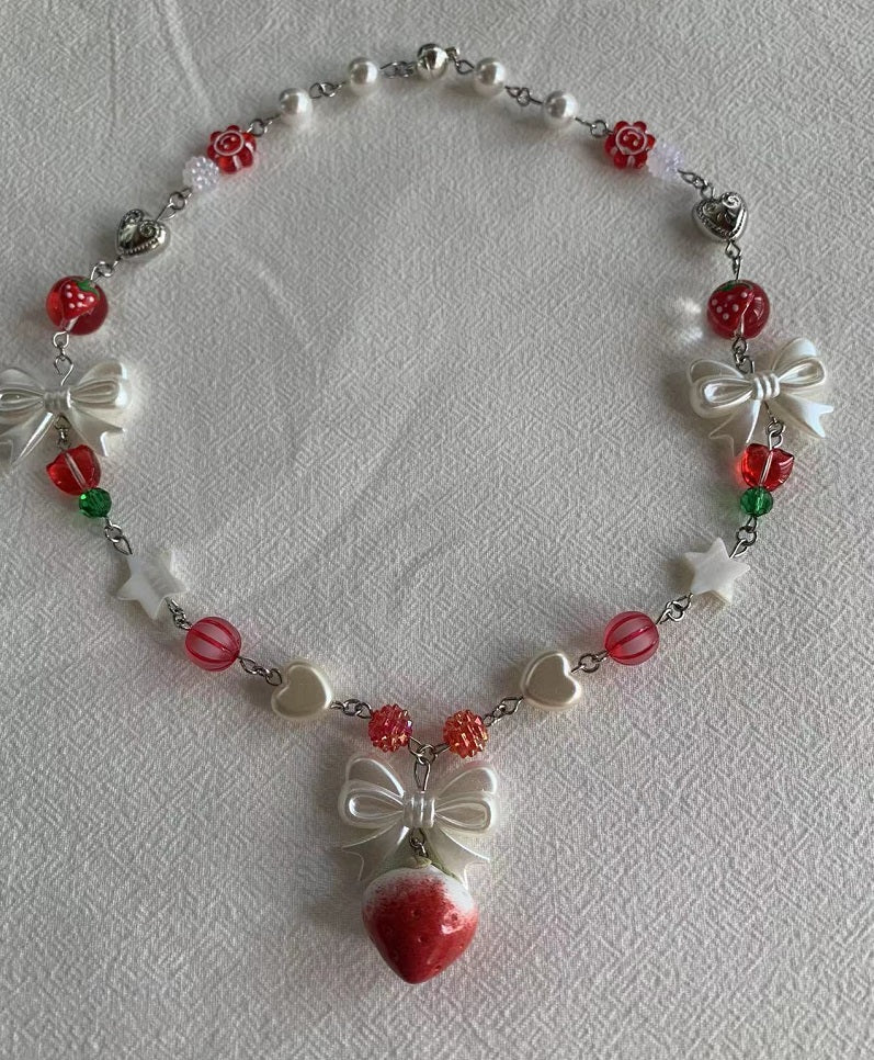 Red Strawberry Bow Lovely necklace