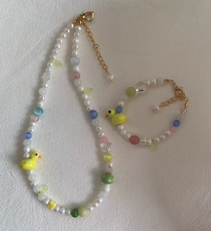 Little Yellow Duck Pearl Necklace