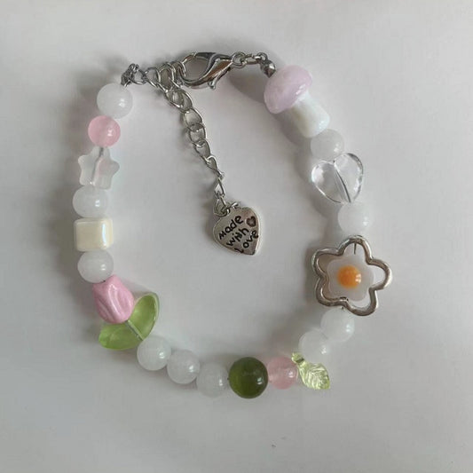 tulip flower stone bracelet