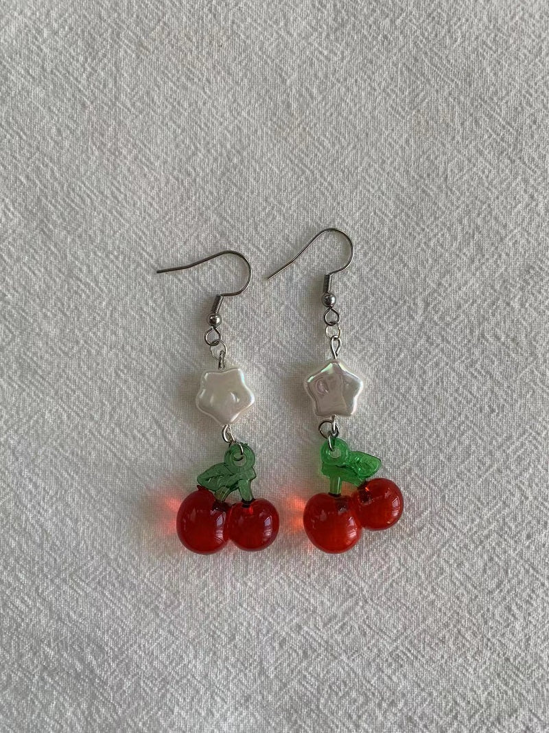 red cherry earrings